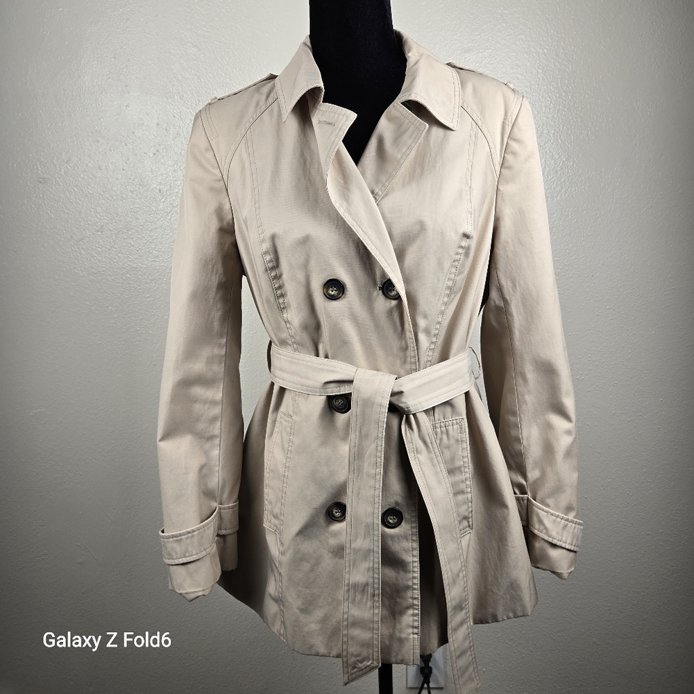 Debenhams The Collection Women’s Beige Trench Coat Size 14 Double Breasted Belte